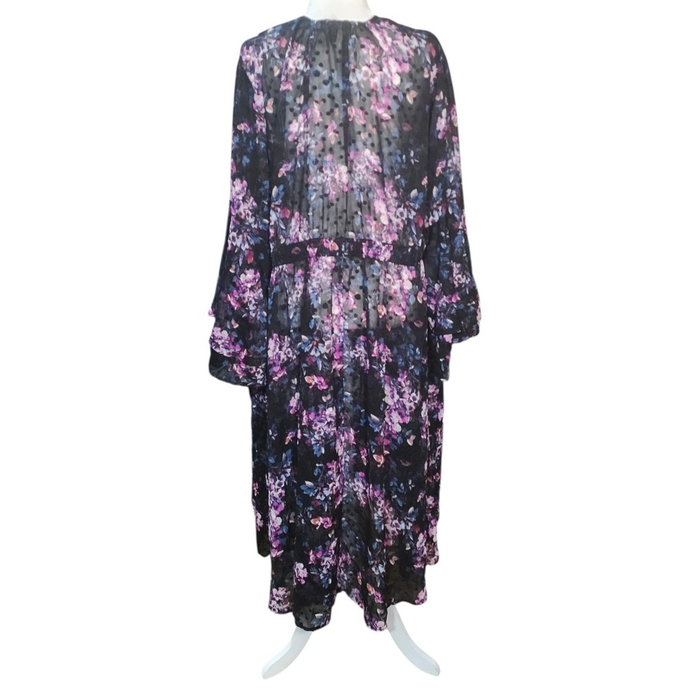 Torrid Women Black Pink Floral Whimsigoth Fairygoth Dark Kimono Bell Sleeve 3X - Picture 7 of 9